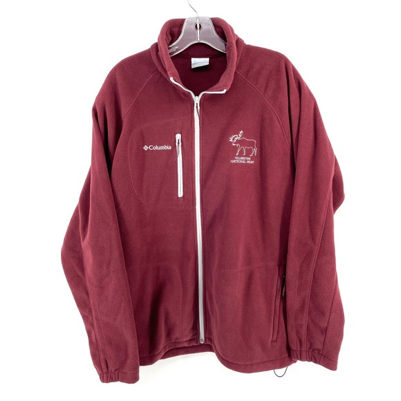 Columbia Other - Columbia Yellowstone National‎ Park Fleece Jacket Mens XL Maroon Full Zip Moose